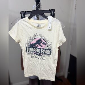 Jurassic Park retro leaf Kids Cream T-Shirt